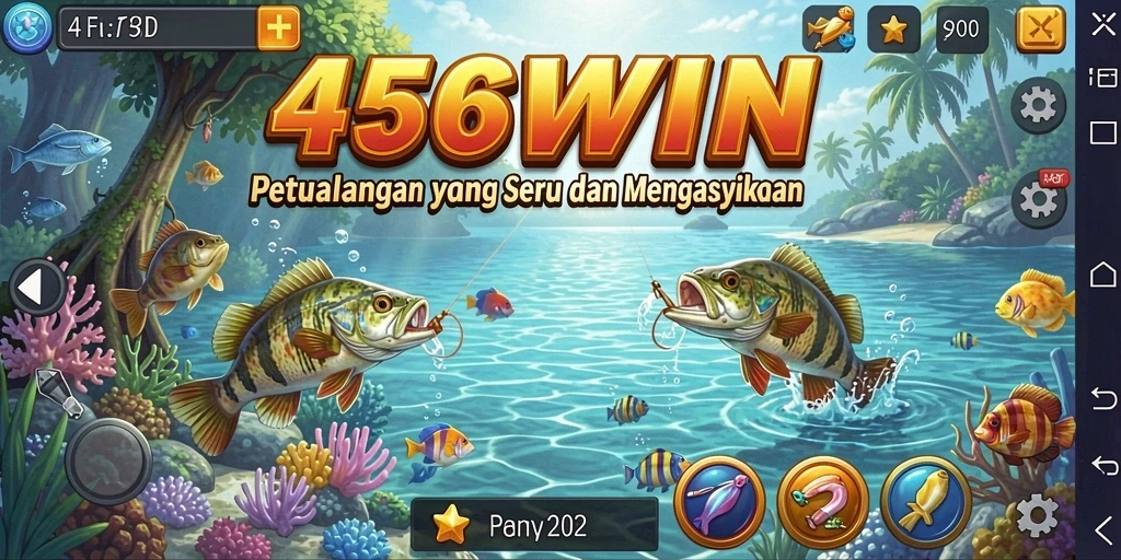 Screenshot gameplay 456WIN menampilkan momen seru saat menangkap ikan besar.