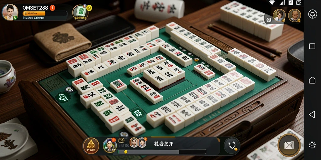 Tampilan gameplay OMSET288 dengan level Mahjong yang menantang dan menarik.