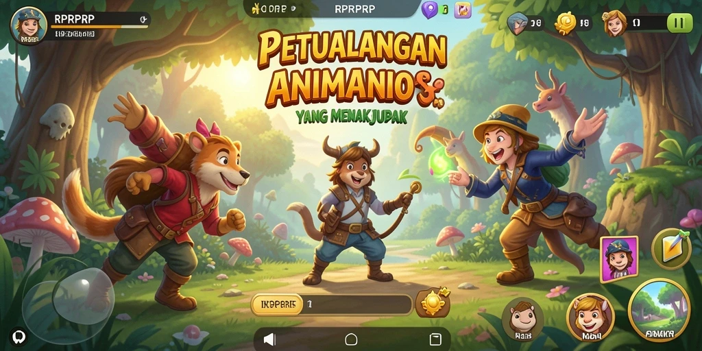Tampilan gameplay RPRPRP yang penuh warna dan dinamis.